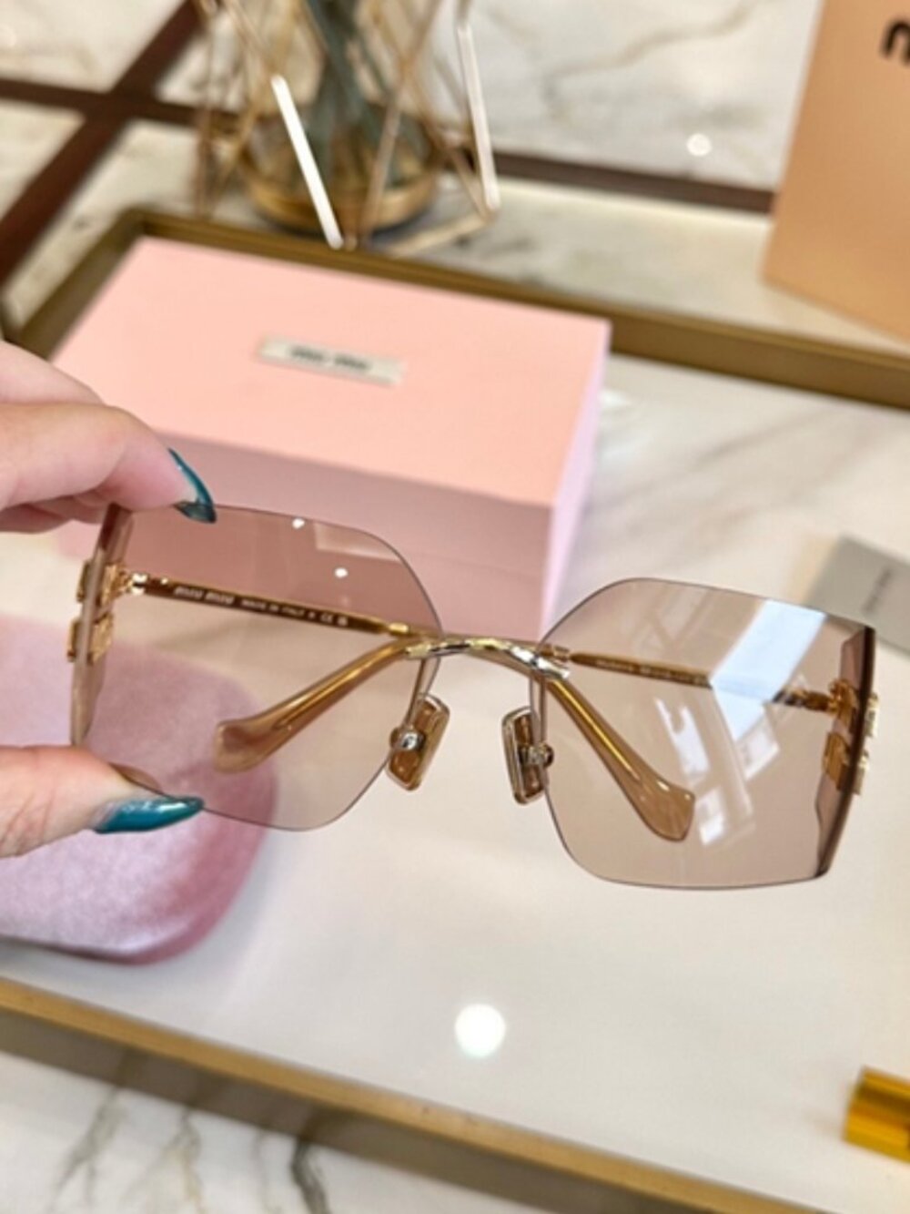 Miu Miu Rimless Square Sunglasses